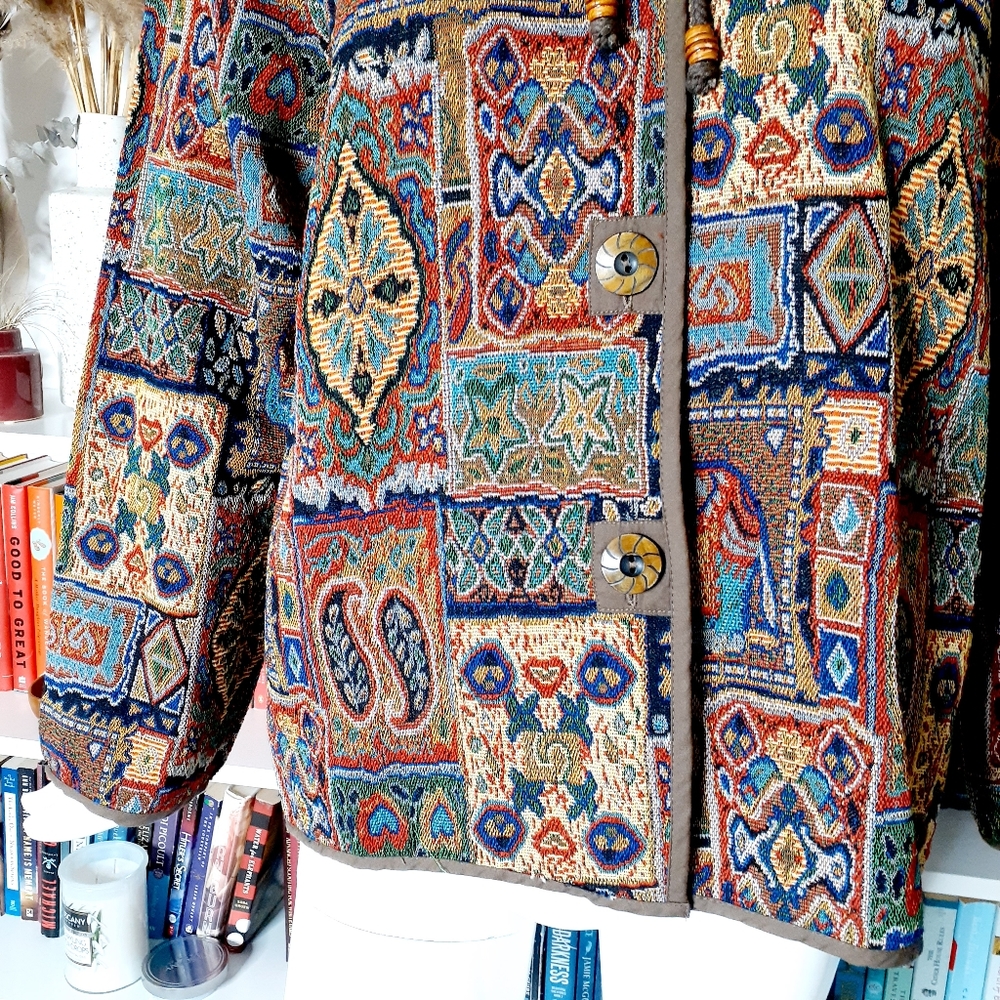 VTG Two Twenty Collection Elephant Print Tapestry Jackets P845 - Picture 5 of 9